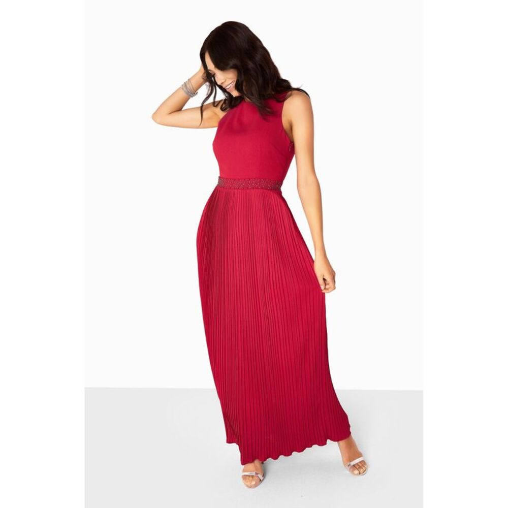 Little Mistress Womens/Ladies Madison Embellished Waist Maxi Dress / Berry Pink